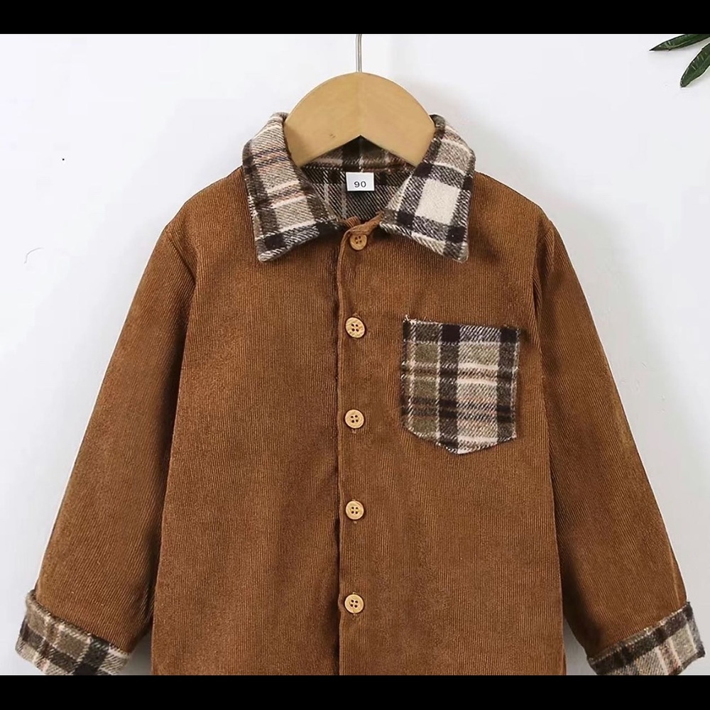 Boys plaid pocket button down shirt
